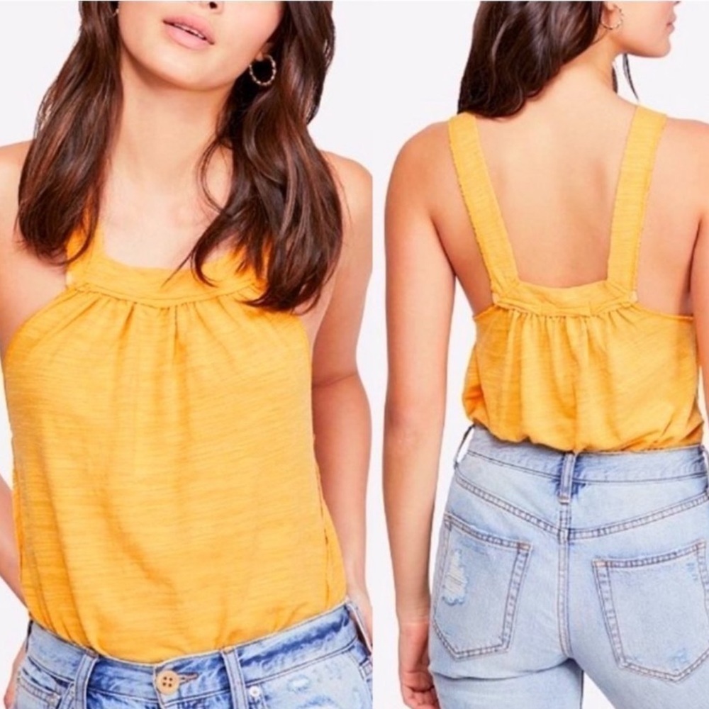 Free People‎ Good For You Poppy Gold Tank Top Size Small Women